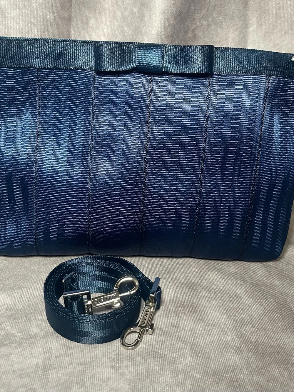 Harvey’s Seatbelt SLV Indigo Blue Bow Clutch Rootbeer Liner OG Hardware CNC